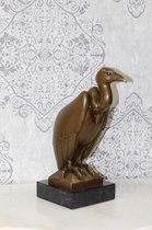Decoratief Beeld - Bronzen Gier - Brons En Natuursteen - Wexdeco - Brons - 22 X 14 Cm