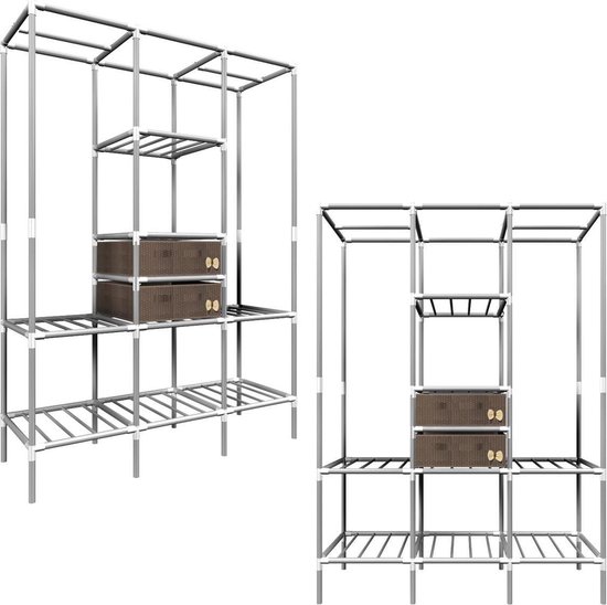 xl armoire système d'étagère en métal 2 tiroirs 178x128x44,5cm armoire pliante 178x128x44,5cm