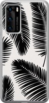 Huawei P40 hoesje siliconen - Palm leaves silhouette | Huawei P40 case | zwart | TPU backcover transparant