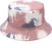 Bucket Hat Tie Dye - 2 in 1 Maat 56/58 Zonnehoed Vissershoed Dames Heren Hoedje - Roze Paars Blauw