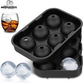 Ice Ball Maker 6 x - Siliconen Dienblad met deksel - Makkelijk te gebruiken en te Reinigen - 6 Ronde Ijsblokjes/ijsbal maker - Vaatwasmachinebestendig - gebruik voor Gin, Whisky & cocktails - Zwart
