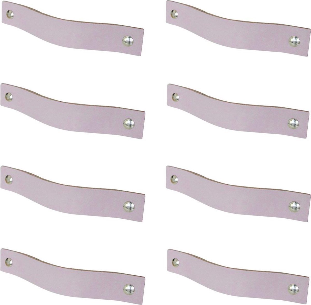 8x leren handgrepen 'platte greep' - maat M (19 x 2,5 cm) - LILAPAARS - incl. 3 kleuren schroefjes (handgreepjes - leren grepen - greepjes - leren lusjes)
