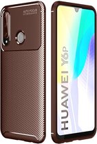 Huawei Y6p Hoesje Geborsteld Carbon Bruin