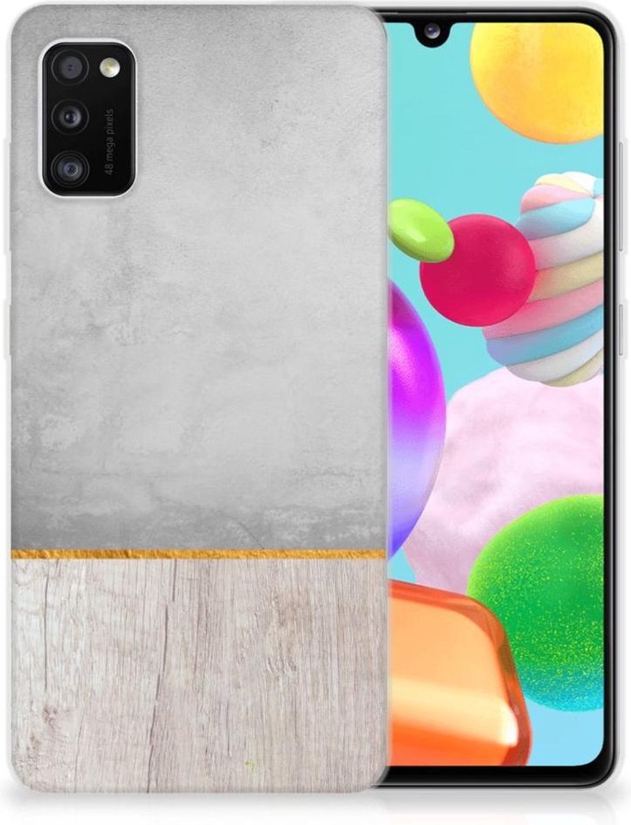 Samsung Galaxy A41 Bumper Hoesje Wood Concrete