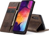 CASEME - Samsung Galaxy A30s Retro Wallet Case - Koffie