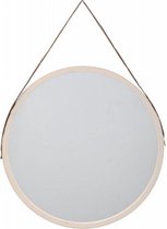 Spiegel rond hout met ophangriem diameter 38 cm