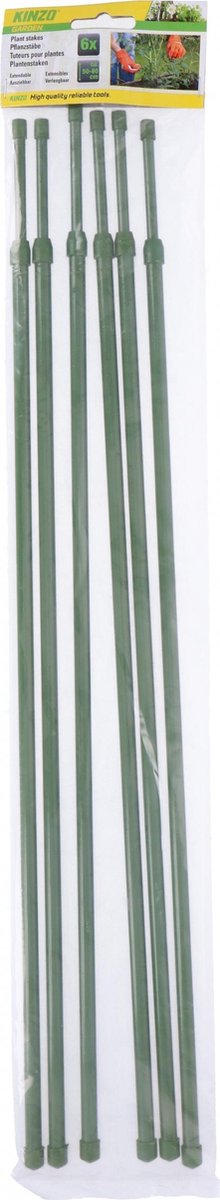 Kinzo Plantenstaken Verlengbaar 50-80 Cm Kunststof Groen 6 Stuks