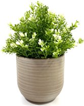 Lucy’s Living Luxe Bloempot STRIPE taupe – ø 14 x 14 cm - binnen – buiten – luxe – accessoires – tuin – decoratie – bloemen - aardewerk - planten - plantenhouder