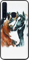 ADEL Siliconen Back Cover Softcase Hoesje Geschikt Voor Samsung Galaxy A9 (2018) - Paarden Familie
