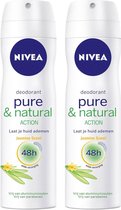 Nivea Deodorant Spray Pure & Natural Jasmine Sent - 2 x 150 ml
