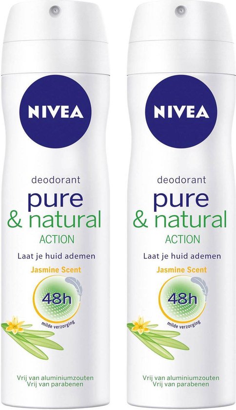 Nivea Deodorant Spray Pure & Natural Jasmine Sent - 2 x 150 ml - NIVEA