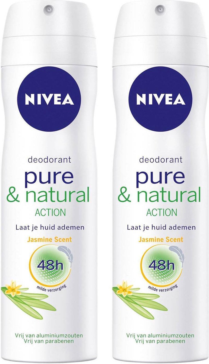 Nivea Deodorant Spray Pure & Natural Jasmine Sent - 2 x 150 ml | bol.com