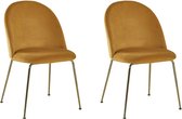 HTfurniture-Pineapple bucket chair-yellow velvet-golden legs-dining room chair-Set of 2