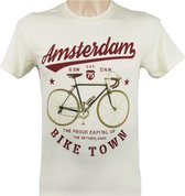 T-Shirt - Casual T-Shirt - Fun T-Shirt - Fun Tekst - Lifestyle T-Shirt - Outdoor Shirt - Fiets -  Vintage Race Fiets - Amsterdam - Raw DN - Bike Town - 75 - L