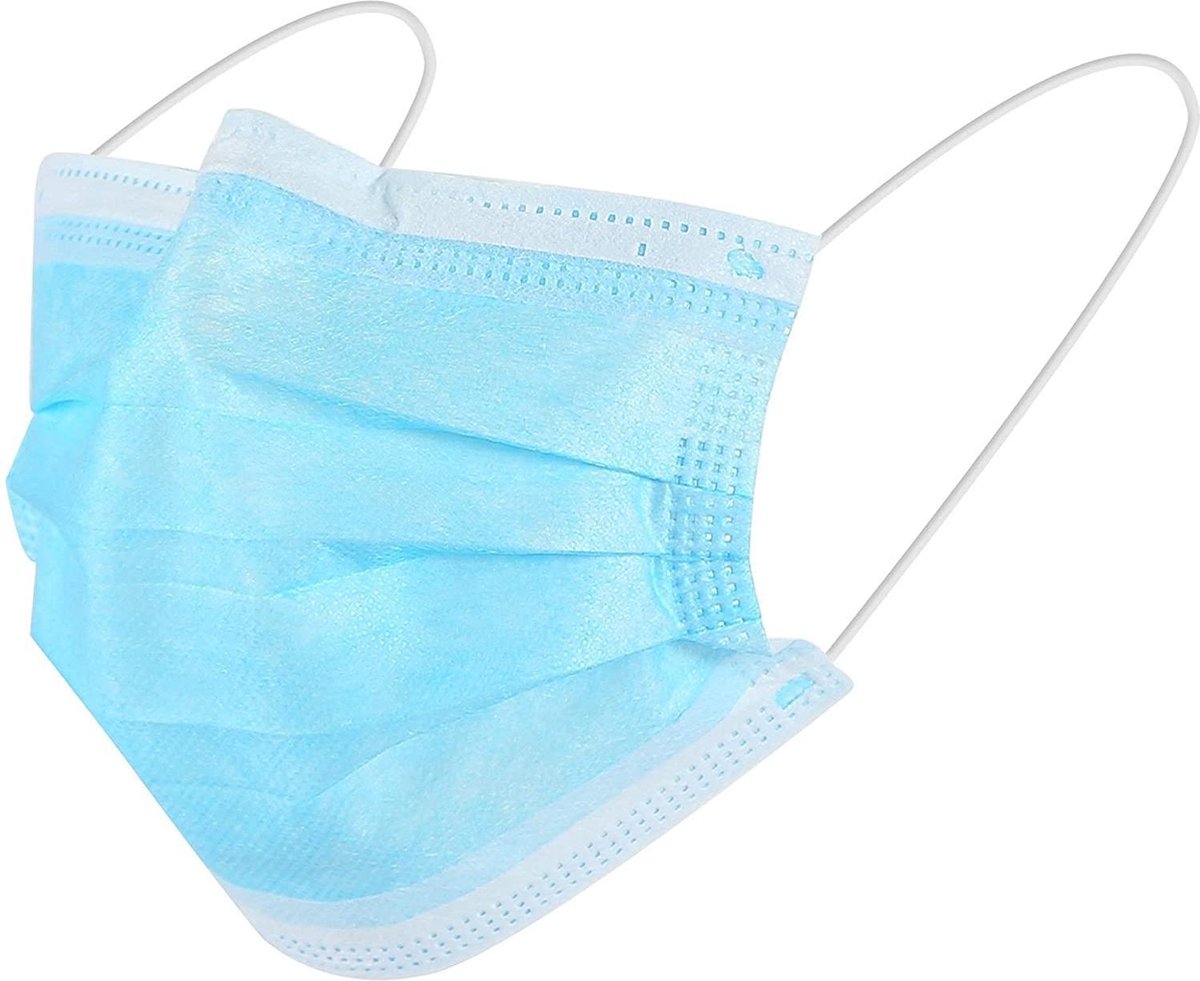 MK-001, 3-laags mondkapje, wegwerp mondmasker, 50-pack, wit/ blauw