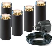 5x LED Pilaren - 2 Watt - 12V - 160mm - complete set