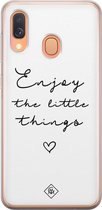 Samsung A40 hoesje siliconen - Enjoy life | Samsung Galaxy A40 case | zwart | TPU backcover transparant