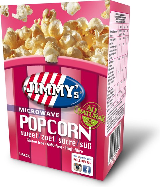 Jimmy's Magnetron Popcorn Zoet 3x90 gram. | bol.com