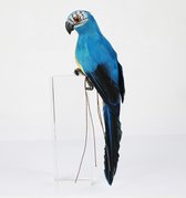 WiseGoods Handgemaakte Papegaai Met Veren - Nep Papegaai Ornament - Gazon Dieren Beeldje - Tuin Decoratie - 25cm - Blauw