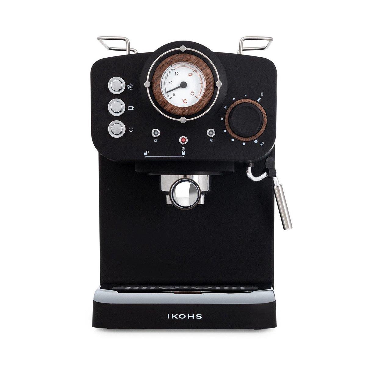 IKOHS Retro Espressomachine – Retro koffiezetapparaat – Mat Zwart - Twee  koffiearmen -... | bol.com