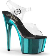 Pleaser Sandaal met enkelband, Paaldans schoenen -39 Shoes- ADORE-708 Paaldans schoenen Zwart/Blauw