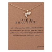 Life Is Beautiful Ketting - Kolibrie hanger aan ketting - Geluksketting - Hummingbird