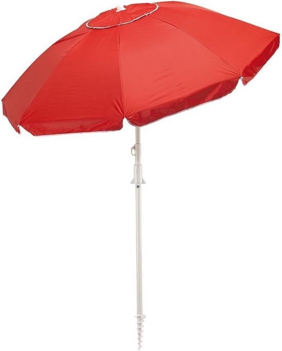 restjes gevechten restjes Rode strand parasol met grondboor 156 cm - Verstelbaar - Zonbescherming -  Voordelige... | bol.com