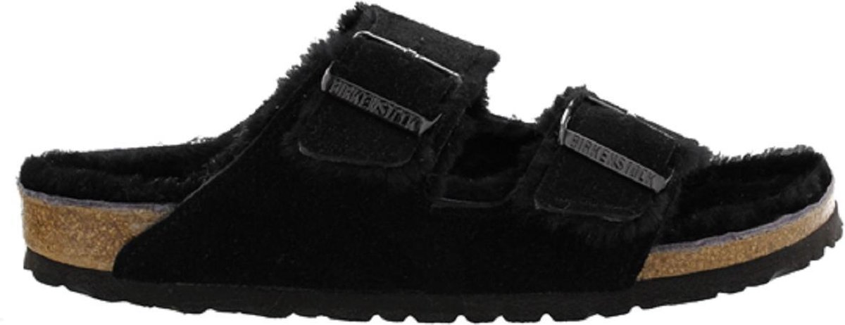 Birkenstock Arizona Fell Pantoffels Sloffen Dames Zwart