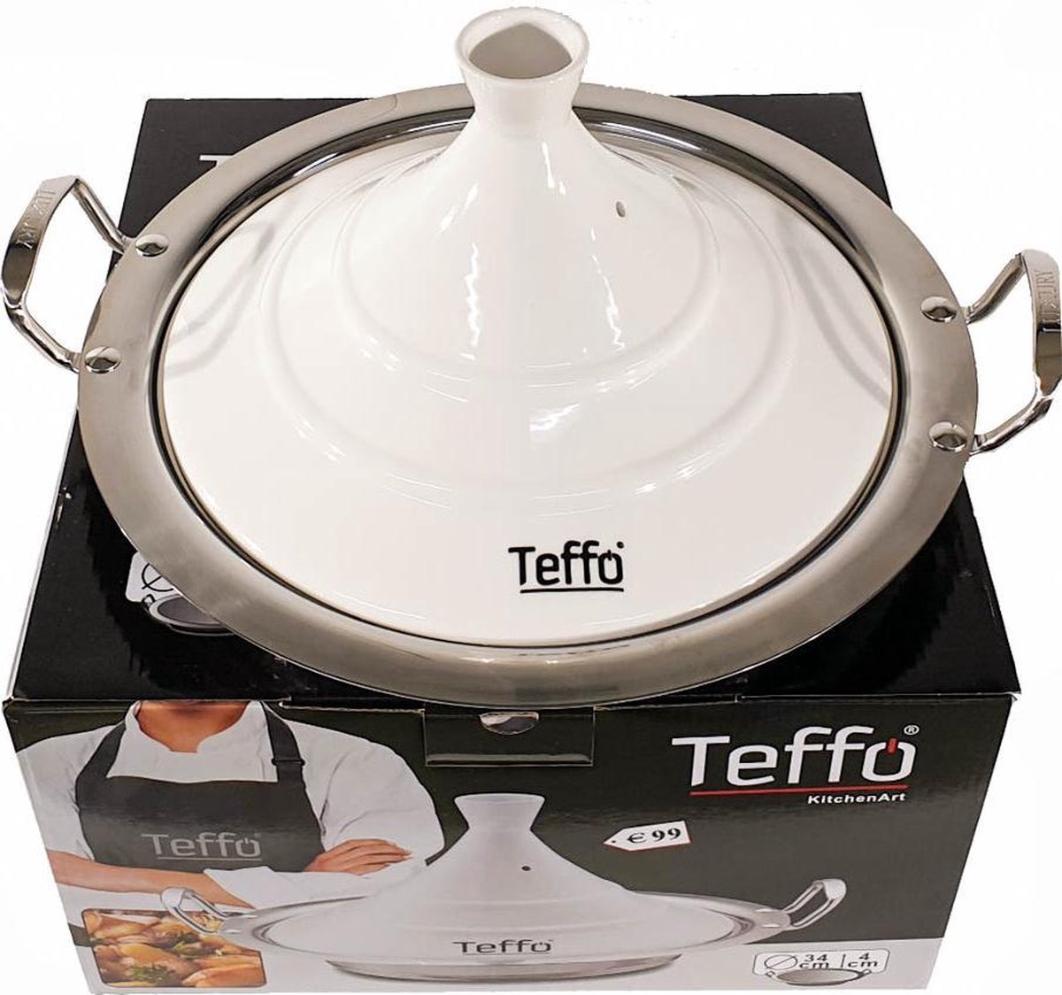 Teffo Tajine Ø 30 cm - Porcelaine - Wit - Convient à toutes les plaques de  cuisson