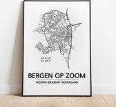 Bergen op zoom city poster, A3 zonder lijst, plattegrond poster, woonplaatsposter, woonposter