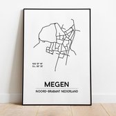 Megen city poster, A4-formaat zonder lijst, plattegrond poster, woonplaatsposter, woonposter
