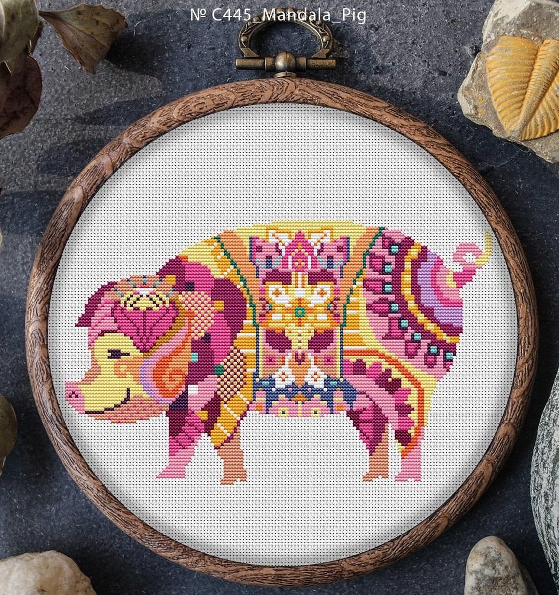 Borduurpakket Mandala Varken - telpatroon om zelf te borduren - geschikt voor beginners