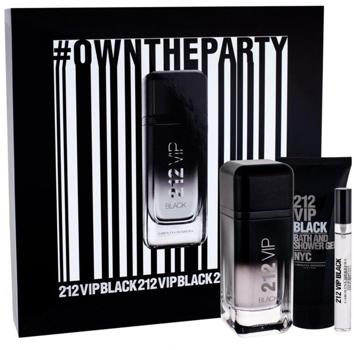 Carolina Herrera 212 Vip Black Men Eau De Toilette Spray 100ml Set 3 Pieces 2019