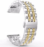 Smartwatch bandje - Geschikt voor Samsung Galaxy Watch 3 41mm, Active 2, 20mm horlogebandje - RVS metaal - Fungus - Fijne schakel - Zilver Goud