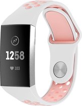 Fitbit Charge 3 & 4 - Wearablebandje - Sportbandje - Druksluiting - White Pink