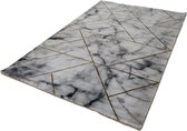 Flycarpets Carrara Modern Vloerkleed - Marmer Design - Kleur: Grijs / Goud - Afmeting: 200x290 cm