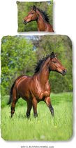 Good Morning Dekbedovertrek Running Horse -140x200/220 - Bruin Paard - Multi Kleur