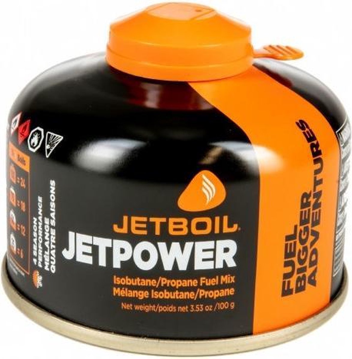 Jetboil Gasblik Jetpower Fuel 100 Gram Staal Zwart/oranje