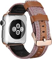 Geschikt voor Apple Watch bandje 38 / 40 / 41 mm - Series 1 2 3 4 5 6 7 8 SE - Smartwatch iWatch horloge band - 38mm 40mm 41mm - Fungus - PU Leer - Roze - PU Leer bruin