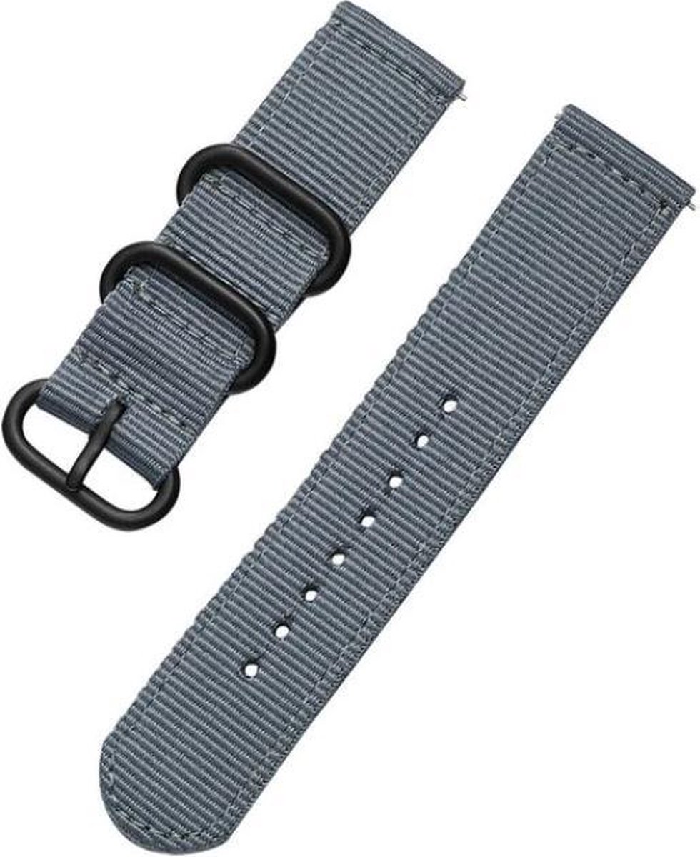 Fungus - Smartwatch bandje - Geschikt voor Samsung Galaxy Watch 6 (incl. Classic), Watch 5 (incl. Pro), Watch 4, Watch 3 41mm, Active 2 - Horloge 20mm - Stof - Nato - Grijs