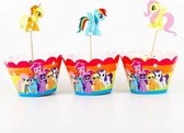 ProductGoods - 12 Stuks My Little Pony Mini Cupcake Bakjes + 12 Cupcake My Little Pony Versiering  - Kinderen - Kinderfeestje - Party - Taart Decoraties - Verjaardag Decoratie - Ha