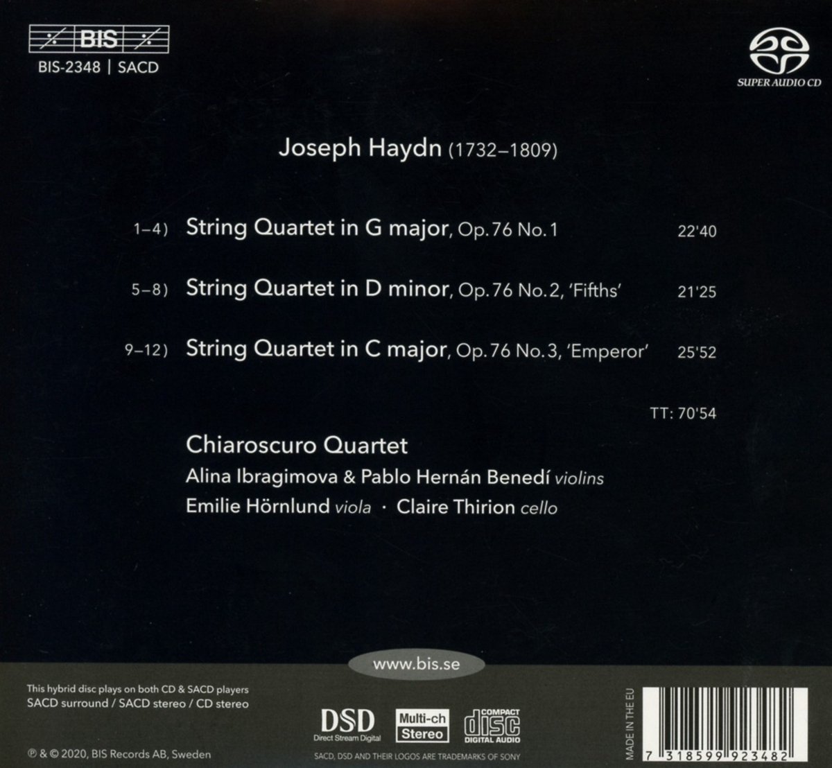 Chiaroscuro Quartet String Quartets Op. 76, Nos 13 (Super Audio CD), Chiaroscuro...