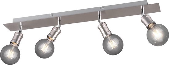 LED Plafondspot - Trion Korli - E27 Fitting - 4-lichts - Rond - Mat Nikkel - Aluminium