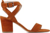 Mace Sandalen Dames / Damesschoenen - Suède   - Blokhak hoogte  6 cm - Martina - Brique combi - Maat 40