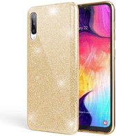 Samsung Galaxy A70 Hoesje Glitters Siliconen TPU Case Goud - BlingBling Cover