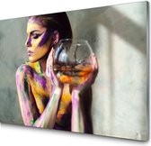 GLASSCHILDERIJ | CREATIVE COLOR BODY ART | 100 X 75 cm | Blind ophangsysteem | Moderne glazen schilderij