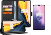 OnePlus 7 Hoesje + Screenprotector Case Friendly - Portemonnee Hoesje Book Case - iCall - Zwart