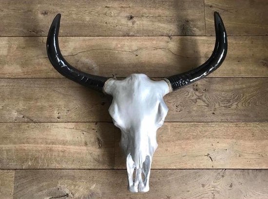 Dierenschedel - Skull - Buffelschedel - Dierenhoofd - Wanddecoratie - Zilver - 74 cm