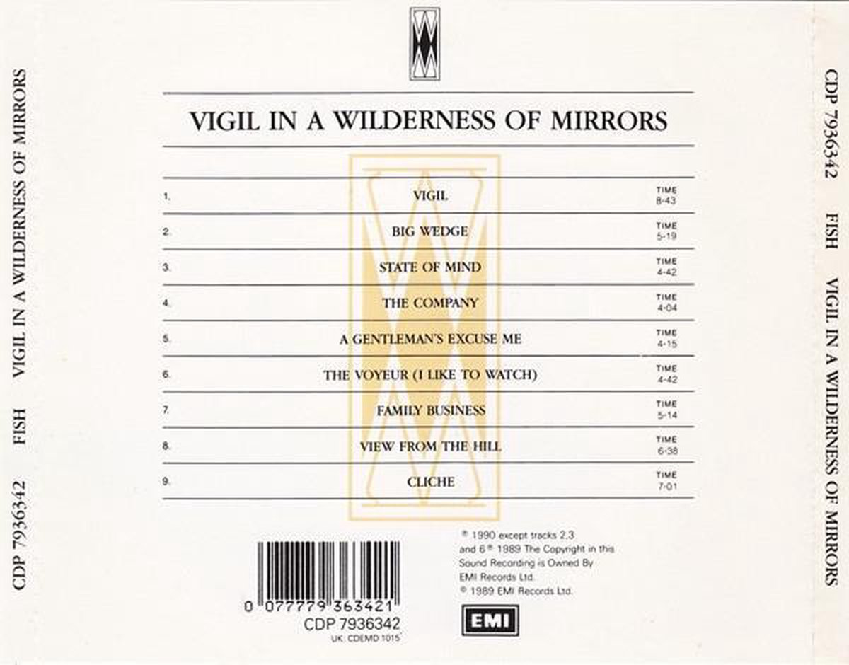 Vigil in a Wilderness of Mirrors, Fish CD (album) Muziek bol