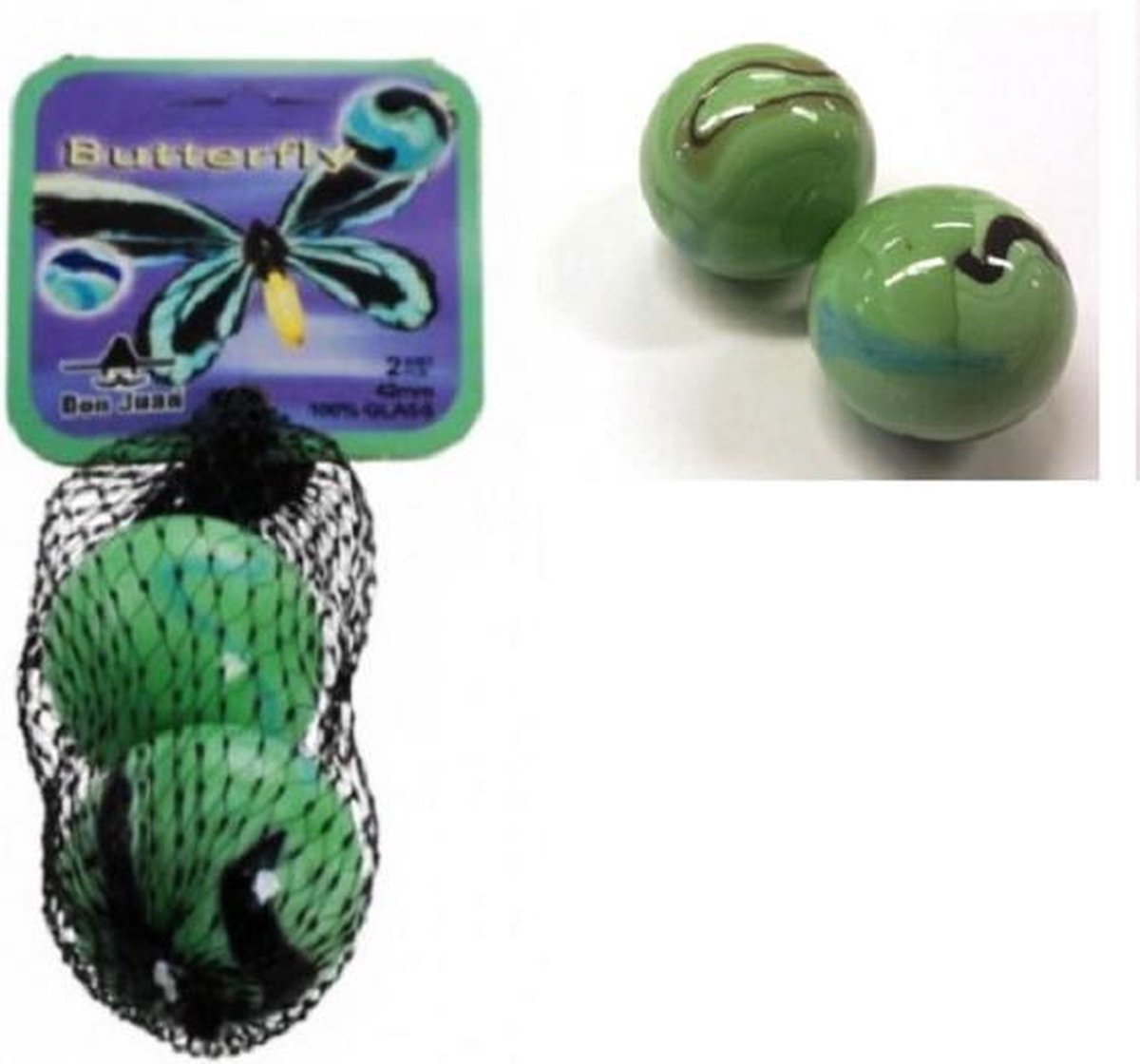 Vlinder bollebust knikkers 2 stuks - buitenspeelgoed - knikkeren — cadeau in Spellen & Speelgoed - foto 3